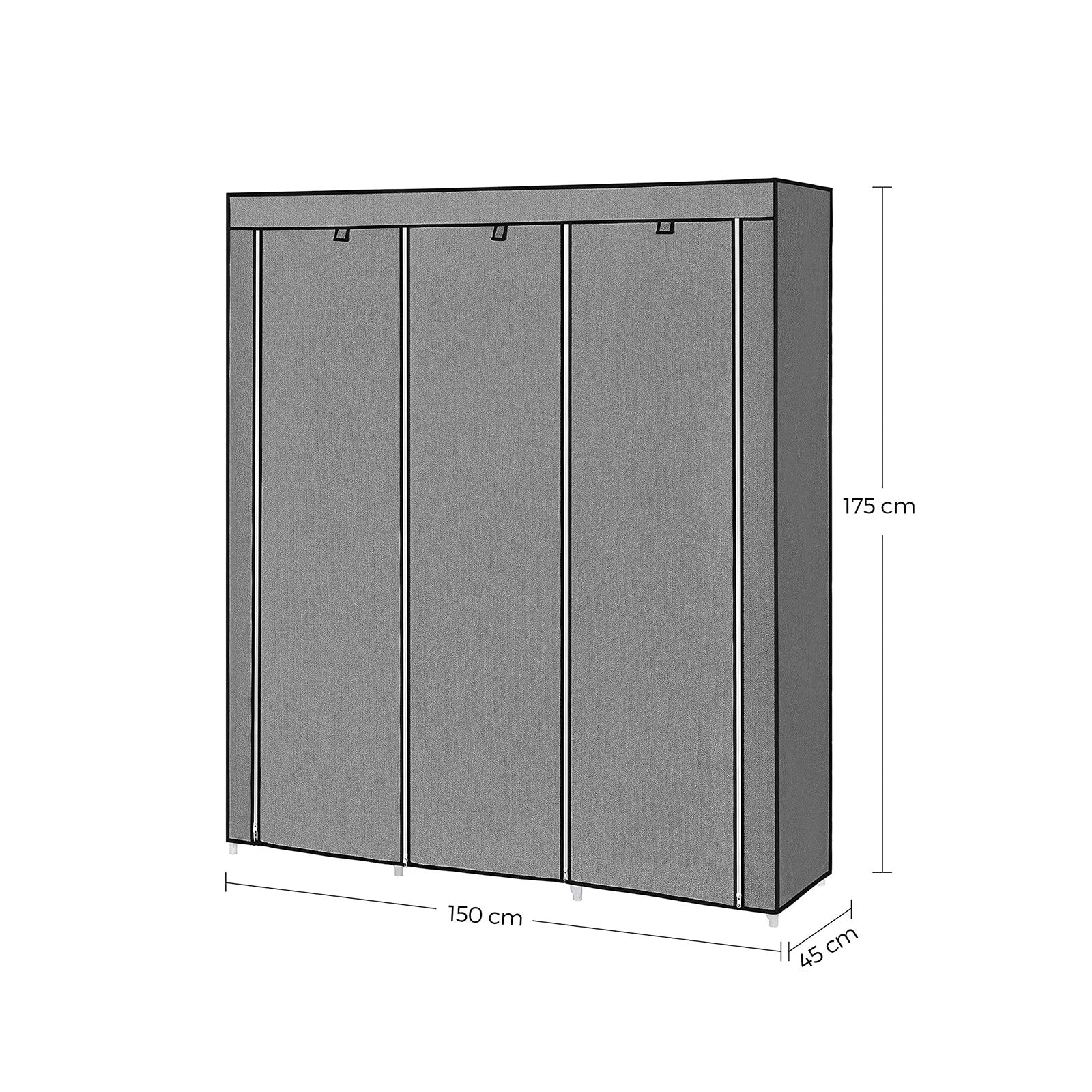 Portable Closet – Non-Woven Fabric – Grey – Large with Herringbone Pattern and Shelves