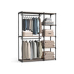Freestanding Open Wardrobe – MDF – Rustic Taupe – 2 Hanging Rods & Shelves
