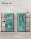 Freestanding Open Wardrobe – MDF – Rustic Taupe – 2 Hanging Rods & Shelves