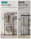 Freestanding Open Wardrobe – MDF – Rustic Taupe – 2 Hanging Rods & Shelves