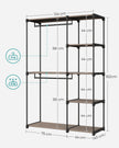 Freestanding Open Wardrobe – MDF – Rustic Taupe – 2 Hanging Rods & Shelves