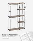 Freestanding Open Wardrobe – MDF – Rustic Taupe – 2 Hanging Rods & Shelves