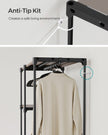 Freestanding Open Wardrobe – MDF – Rustic Taupe – 2 Hanging Rods & Shelves