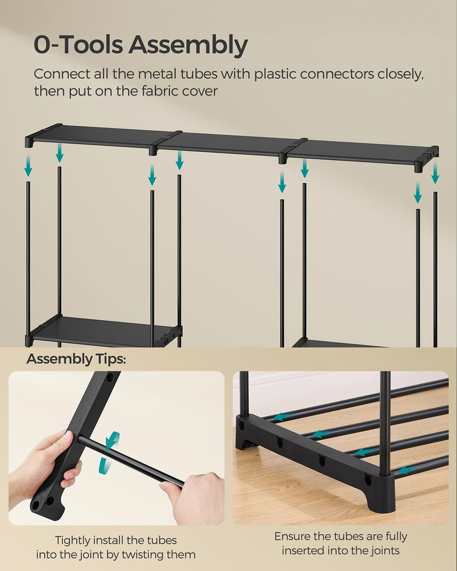 Portable Closet – Fabric – Ink Black – Freestanding Wardrobe with Clothes Rails