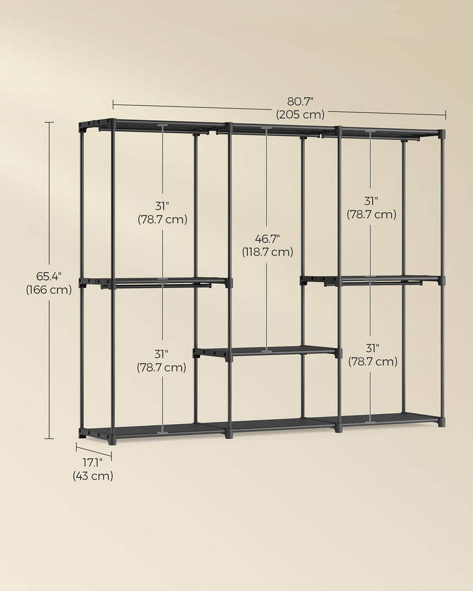 Portable Closet – Fabric – Ink Black – Freestanding Wardrobe with Clothes Rails