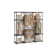 Portable Clothes Wardrobe – Fabric – Ink Black – Large Capacity with Compartments