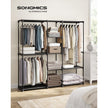 Portable Open Wardrobe – Fabric – Black – Freestanding with Clothes Rails and Shelves