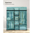 Portable Open Wardrobe – Fabric – Black – Freestanding with Clothes Rails and Shelves