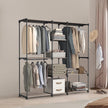 Portable Open Wardrobe – Metal and Fabric – Black – Freestanding with Clothes Rails and Shelves for Bedroom