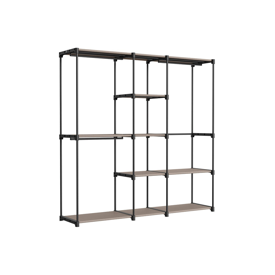 Freestanding Wardrobe – Fabric – Black – Portable Design with Clothes Rails and Shelves
