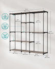 Freestanding Wardrobe – Fabric – Black – Portable Design with Clothes Rails and Shelves