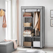 Portable Closet – Metal Frame & Non-Woven Fabric – Grey – 6 Shelves & 2 Hanging Rails