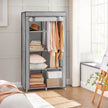 Portable Closet – Metal Frame & Non-Woven Fabric – Grey – 6 Shelves & 2 Hanging Rails