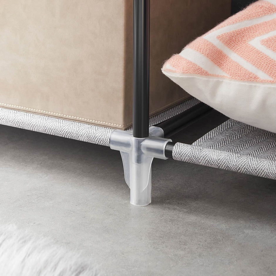 Portable Closet – Metal Frame & Non-Woven Fabric – Grey – 6 Shelves & 2 Hanging Rails