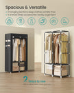 Portable Closet – Fabric – Ink Black – Large Capacity with 3 Hanging Rails and Shelves