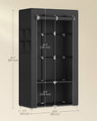 Portable Closet – Fabric – Ink Black – Large Capacity with 3 Hanging Rails and Shelves