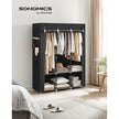 Portable Wardrobe – Fabric – Black – Large Capacity with 3 Hanging Rails and Shelves