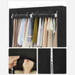 Portable Wardrobe – Fabric – Black – Large Capacity with 3 Hanging Rails and Shelves
