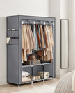 Portable Clothes Wardrobe – Fabric – Grey – Large Capacity with Cover and Multiple Storage Options