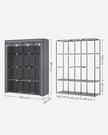 Portable Clothes Wardrobe – Fabric – Grey – Large Capacity with Cover and Multiple Storage Options