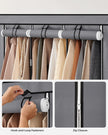 Portable Clothes Wardrobe – Fabric – Grey – Large Capacity with Cover and Multiple Storage Options