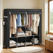 Portable Closet – Fabric – Grey – 4 Hanging Rods, Shelves, and Cover
