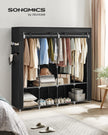 Portable Clothes Wardrobe – Fabric – Grey – Large Capacity with Shelves and Pockets