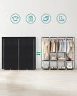 Portable Clothes Wardrobe – Fabric – Grey – Large Capacity with Shelves and Pockets