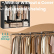Portable Closet – Fabric – Grey – 4 Hanging Rods, Shelves, and Cover