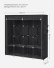 Portable Clothes Wardrobe – Fabric – Grey – Large Capacity with Shelves and Pockets