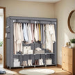 Portable Closet – Fabric – Grey – 4 Hanging Rods, Shelves, and Cover