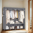 Portable Closet – Fabric – Grey – 4 Hanging Rods, Shelves, and Cover