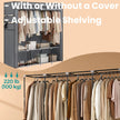Portable Closet – Fabric – Grey – 4 Hanging Rods, Shelves, and Cover