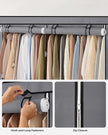 Portable Clothes Wardrobe – Fabric – Grey – Large Capacity with 4 Hanging Rails and Shelves