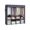 Portable Closet – Fabric – Dark Blue – Large Capacity with 4 Hanging Rails and Shelves