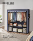Portable Closet – Fabric – Dark Blue – Large Capacity with 4 Hanging Rails and Shelves