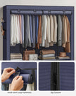 Portable Closet – Fabric – Dark Blue – Large Capacity with 4 Hanging Rails and Shelves
