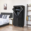 Canvas Hanging Rail Wardrobe – Fabric – Black – Includes Shelves and Storage Space