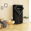 Canvas Hanging Rail Wardrobe – Fabric – Black – Includes Shelves and Storage Space