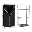 Canvas Hanging Rail Wardrobe – Fabric – Black – Includes Shelves and Storage Space