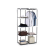 Adjustable Fabric Wardrobe – Canvas – Black – Double Hanging Rails with 7 Assembly Options