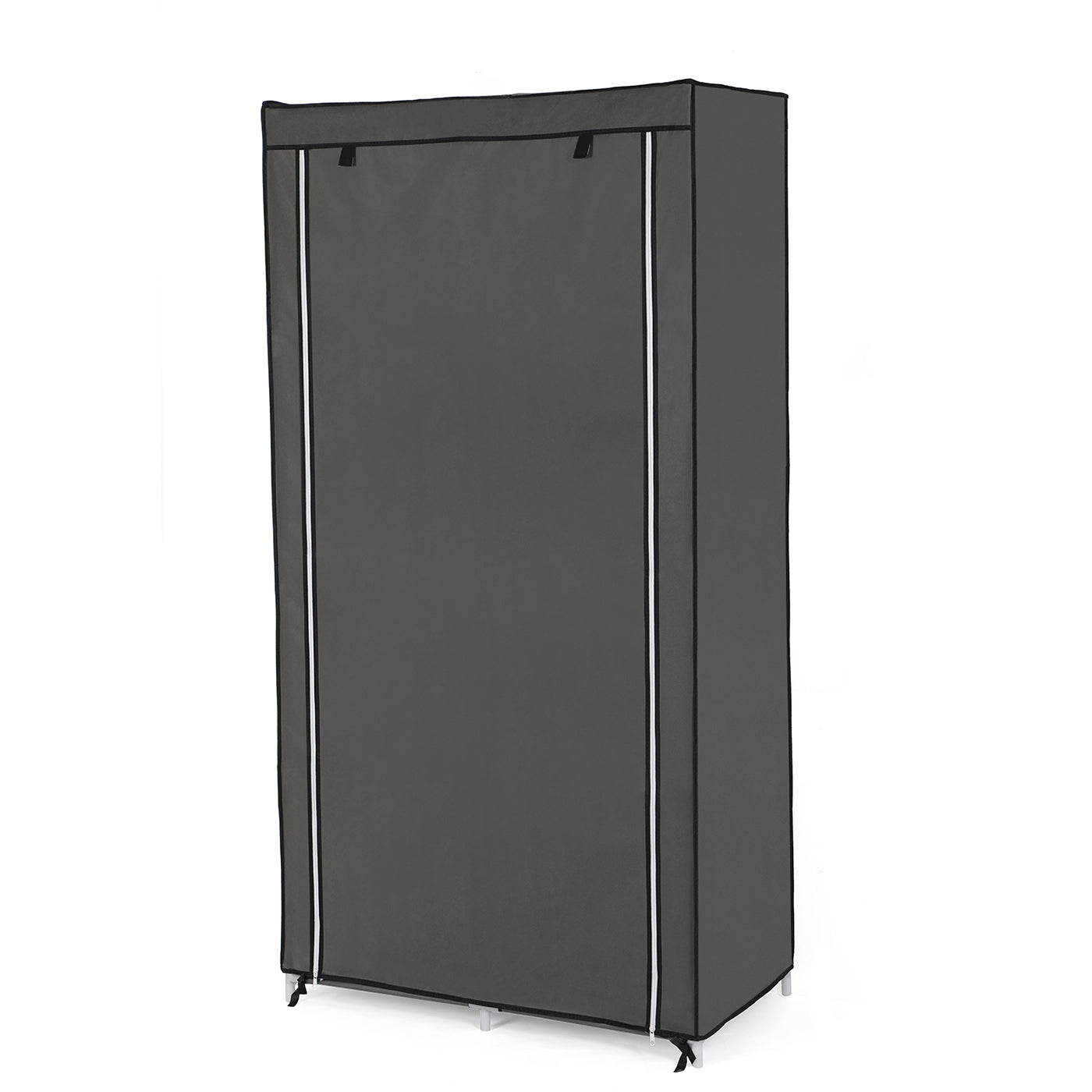 Adjustable Fabric Wardrobe – Canvas – Black – Double Hanging Rails with 7 Assembly Options