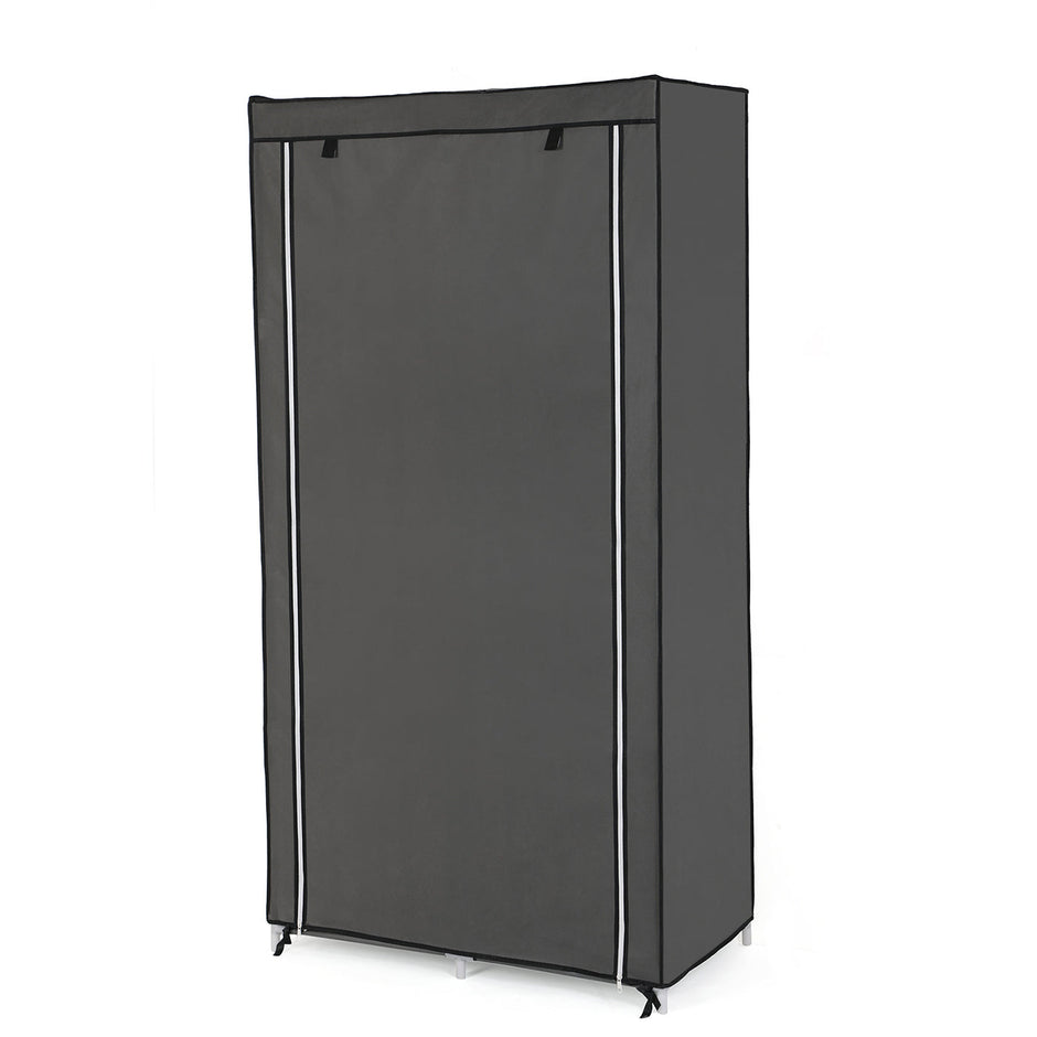 Adjustable Fabric Wardrobe – Canvas – Black – Double Hanging Rails with 7 Assembly Options