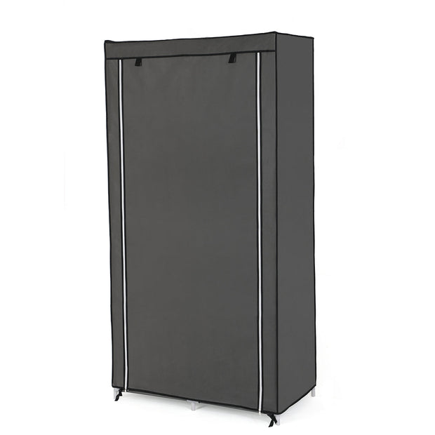 Adjustable Fabric Wardrobe – Canvas – Black – Double Hanging Rails with 7 Assembly Options
