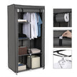 Adjustable Fabric Wardrobe – Canvas – Black – Double Hanging Rails with 7 Assembly Options