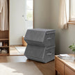 Stackable Storage Bins – Non-Woven Fabric – Grey and Beige – Magnetic Lid and Metal Frame
