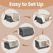 Stackable Storage Bins – Non-Woven Fabric – Grey and Beige – Magnetic Lid and Metal Frame