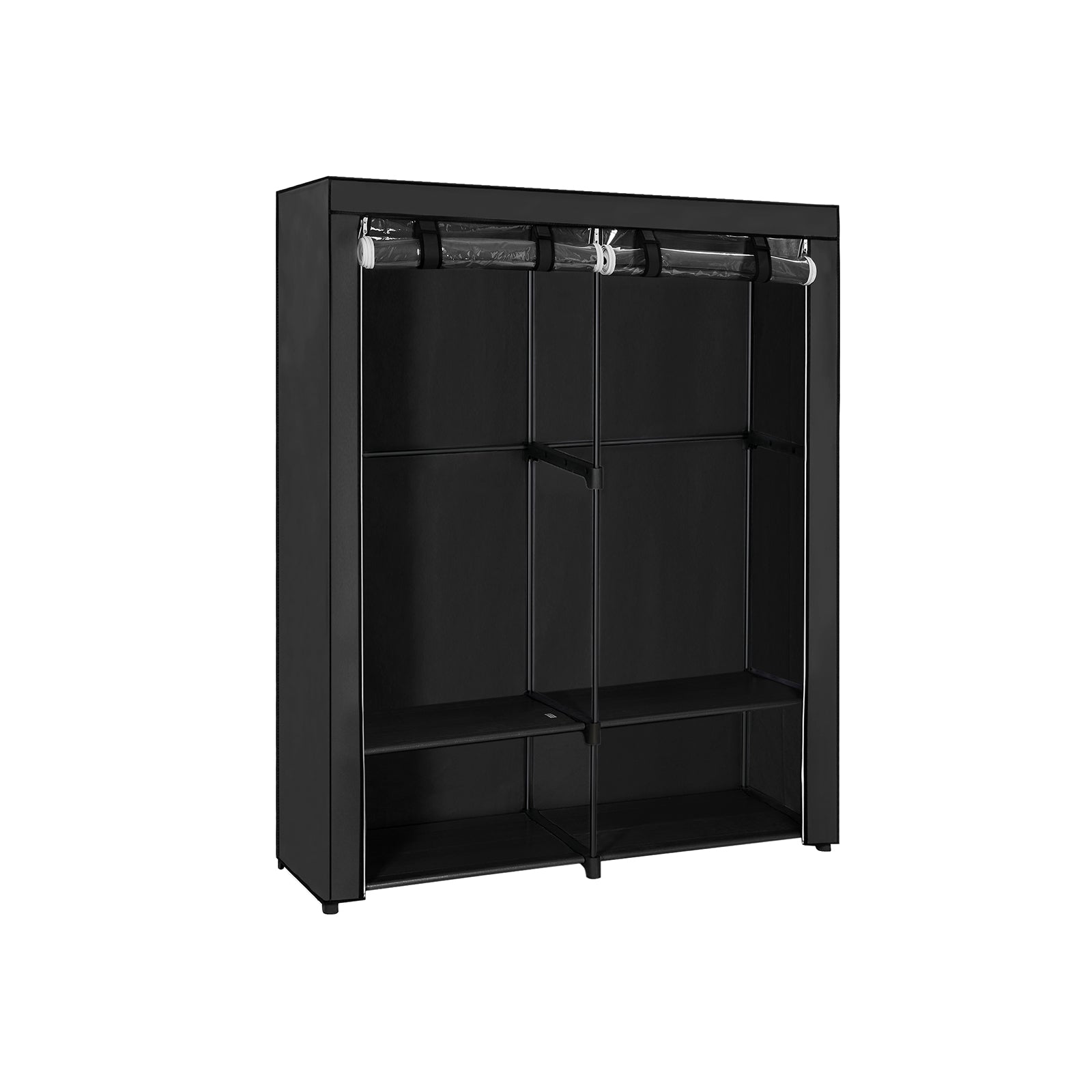 Fabric Wardrobe – Non-Woven Fabric – Black – With Viewing Windows and Shelves