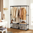 Fabric Wardrobe – Non-Woven Fabric – Black – With Viewing Windows and Shelves