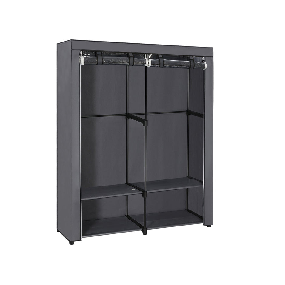 Fabric Wardrobe – Non-Woven Fabric – Black – Clothes Storage Organizer with Viewing Windows and Shelves